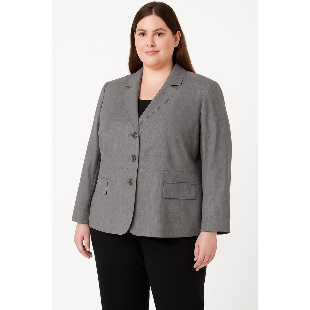 Tahari Jacket Womens 24W Brown Blazer 3Button Notched Lapel Chic Modern
